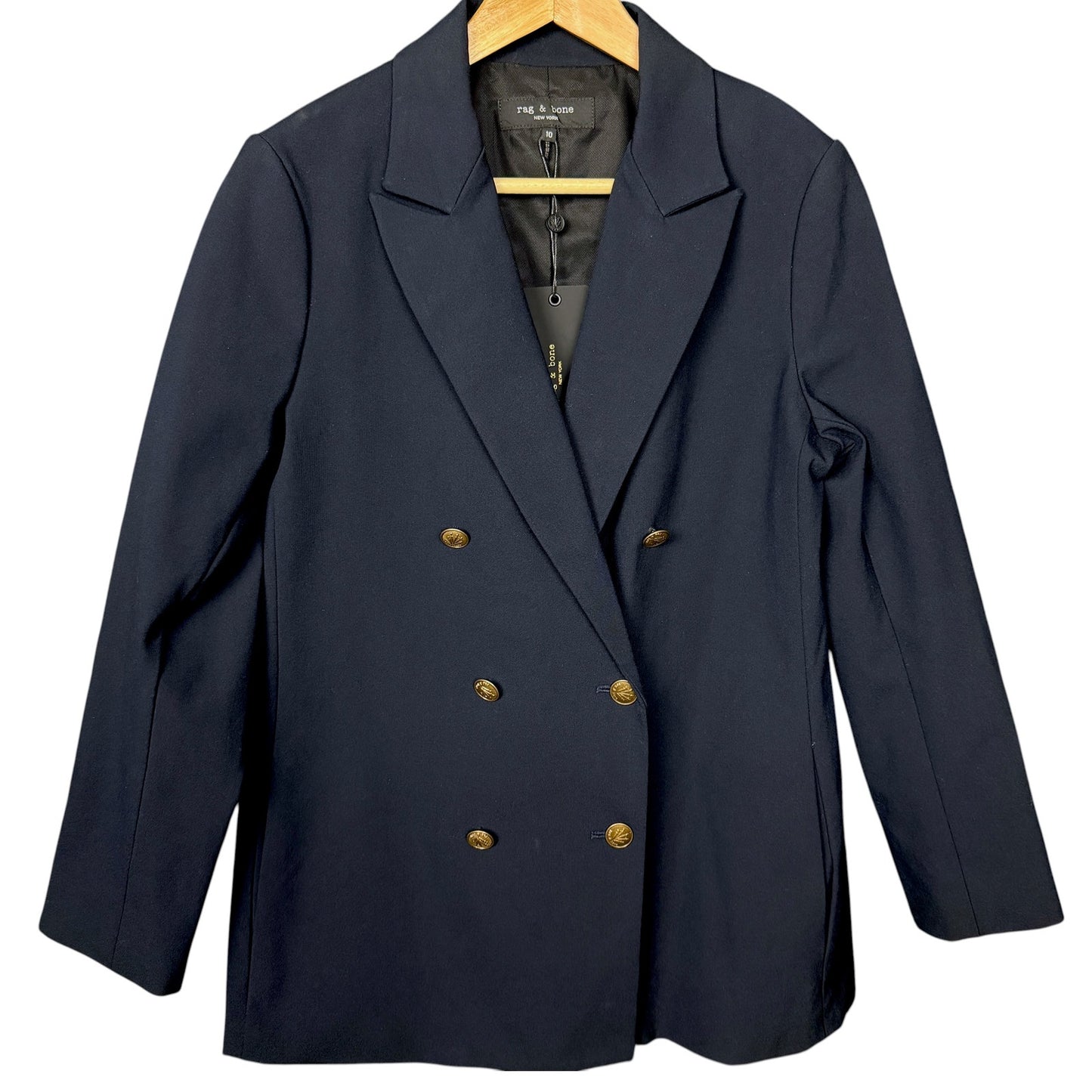 Rag & Bone Navy Blue NYX Women's 10 Double Breasted Blazer NWT $495 Office