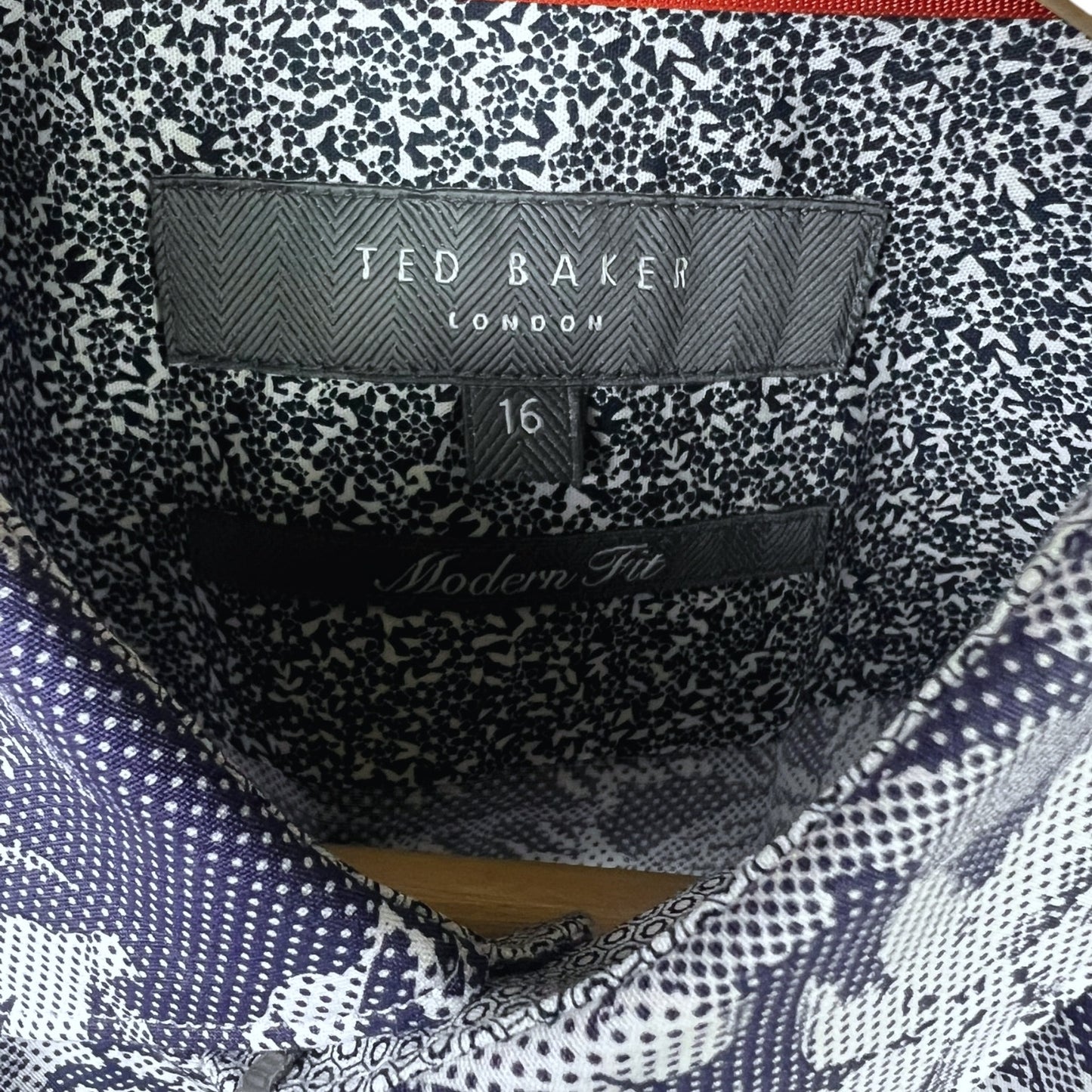 NWT Men's Ted Baker Floral Dot Print Shirt - Navy - Size 16 - $175 Retail