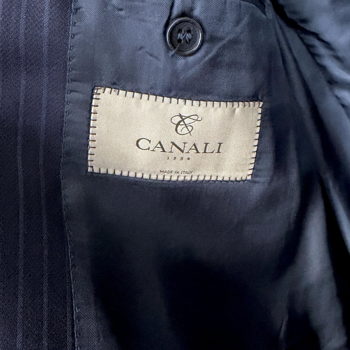 Canali Blazer 48R Blue Pinstripe Water Resistant 100% Wool Italy Jacket Blazer