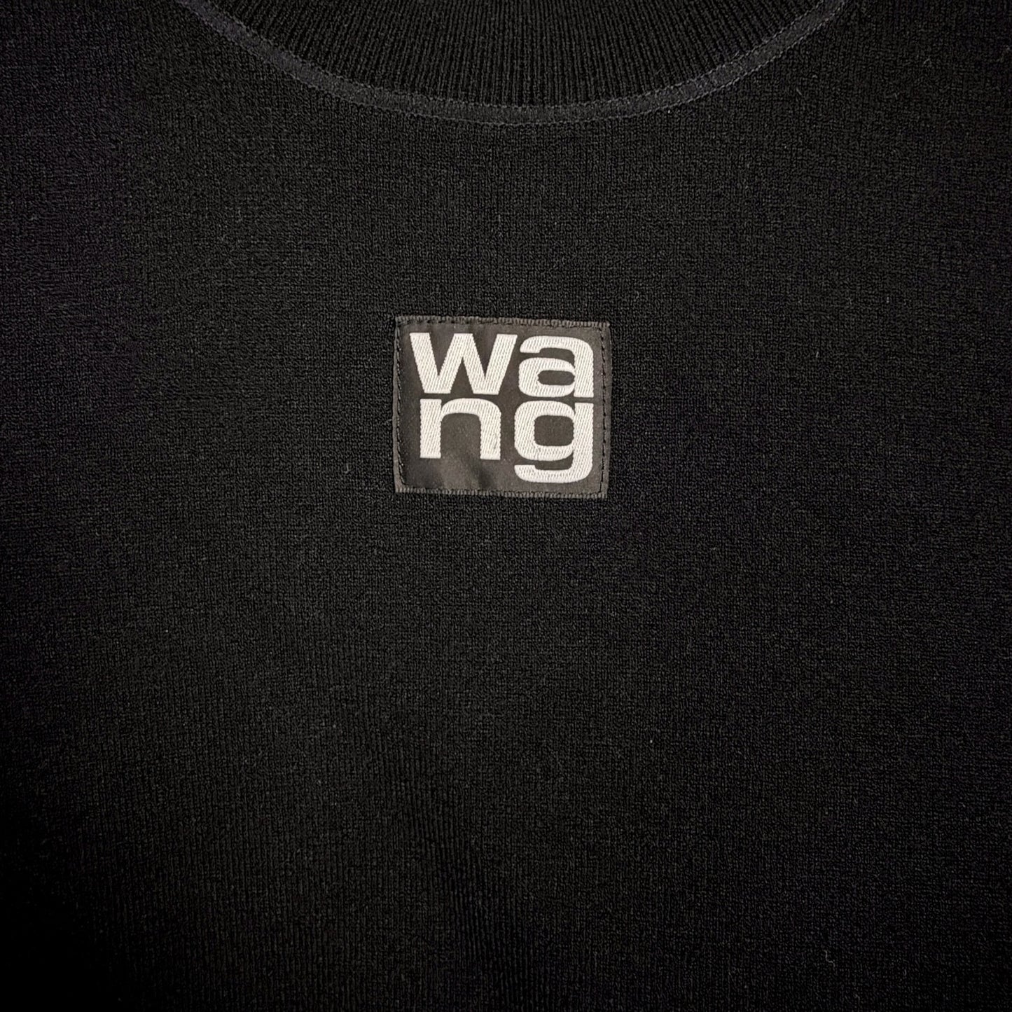 Alexander Wang Women's Medium Black Mock Neck Short Sleeve Cropped Black Top