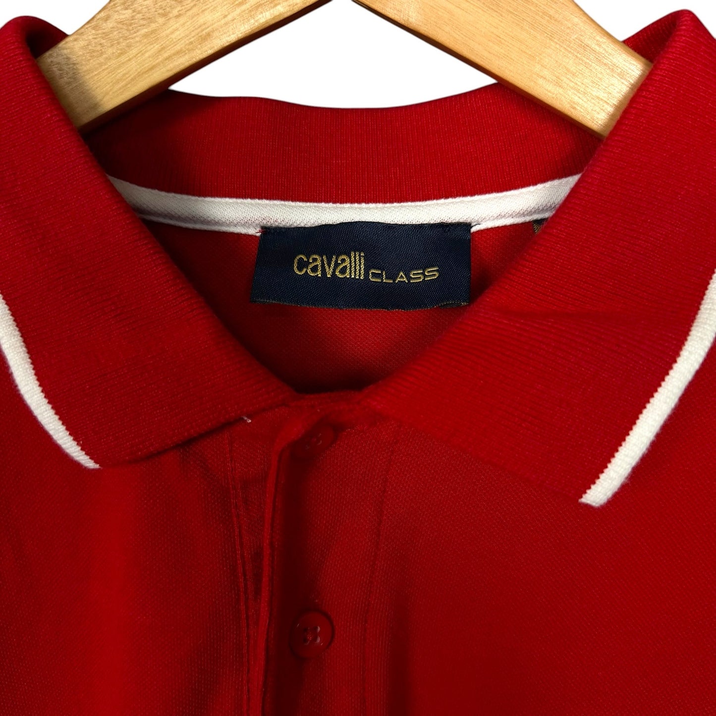 Cavalli Class Men's XL Red Embroidered Logo Polo Shirt Casual Preppy Luxury