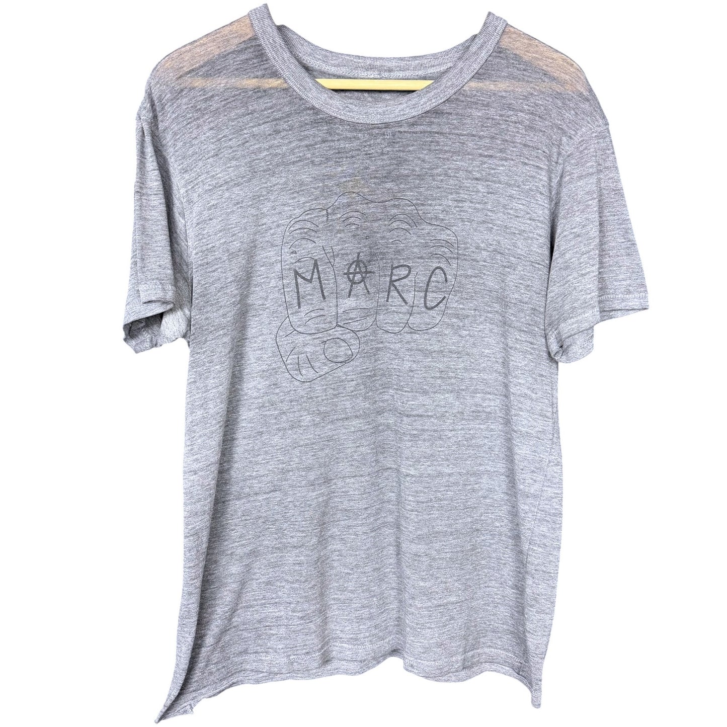 Marc by Marc Jacobs Anarchy Fist Men's Large Gray T-Shirt Cotton Stretch Luxury