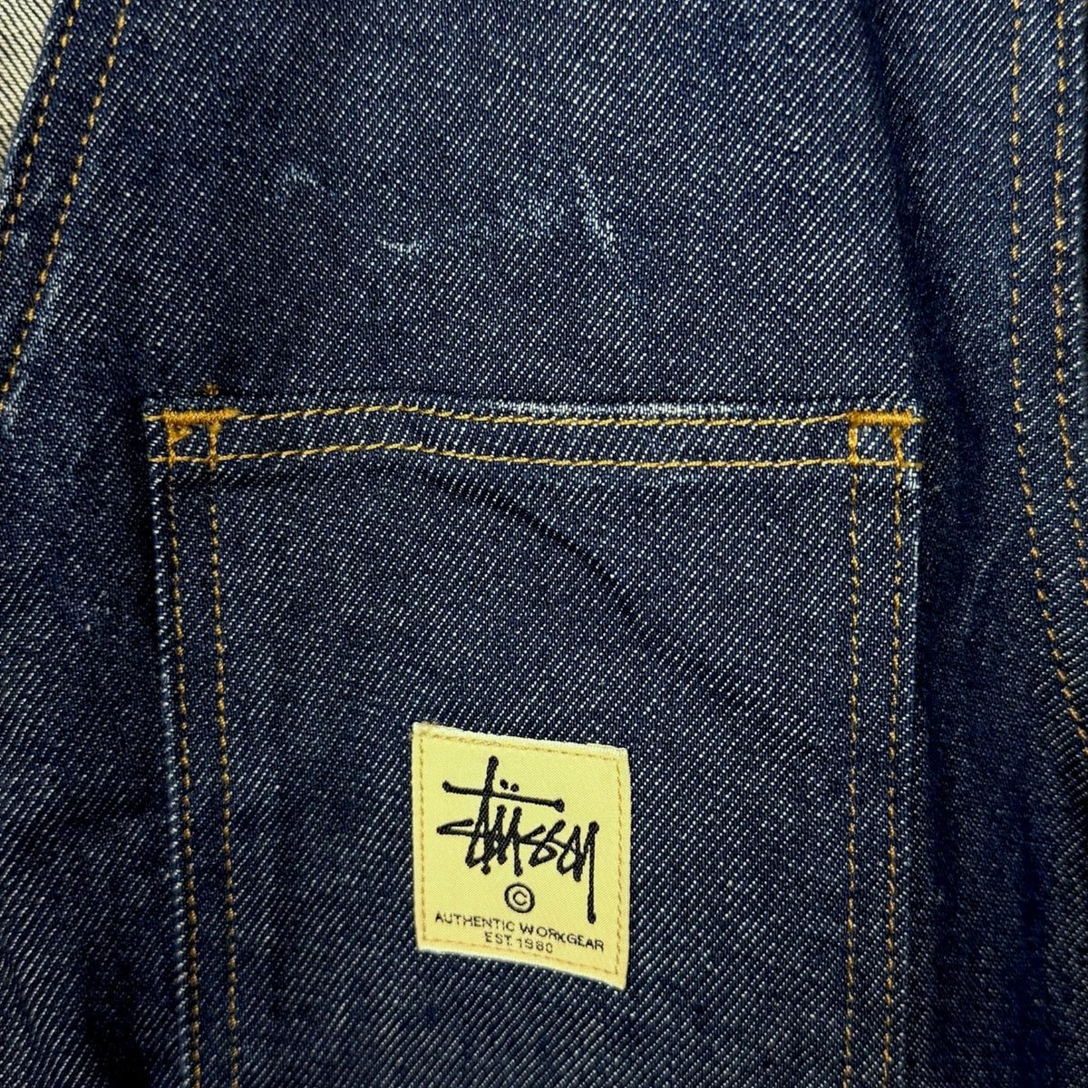Stussy Workgear Indigo Blue Full Zip Denim Jean Vest Men's Large Utility Skater