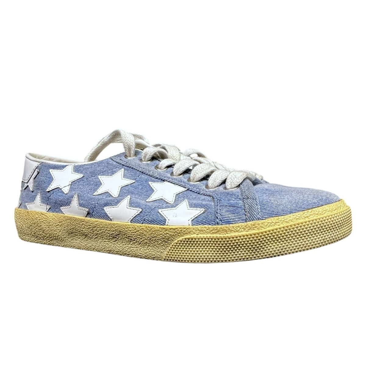 Saint Laurent Denim White Star Court Classic Sneakers $780 Retail EU 37 US 7 Lux