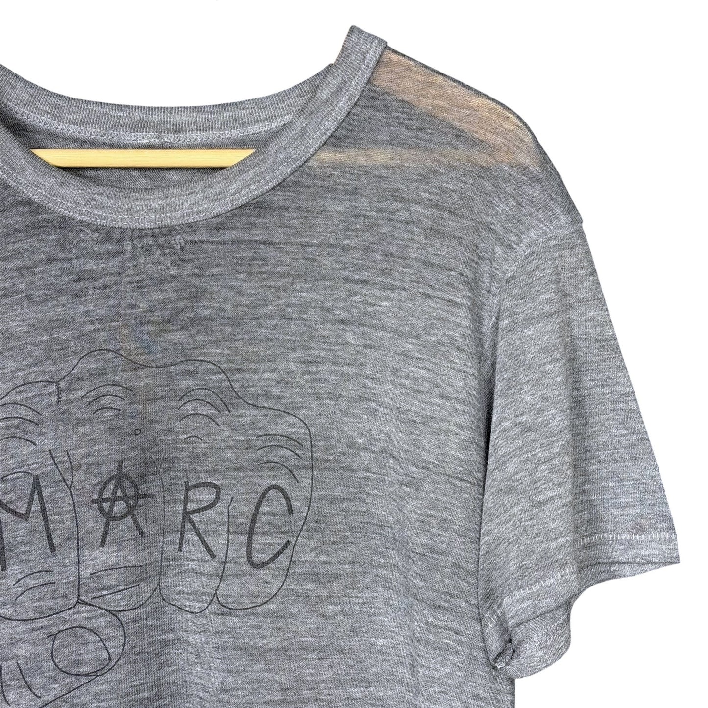 Marc by Marc Jacobs Anarchy Fist Men's Large Gray T-Shirt Cotton Stretch Luxury