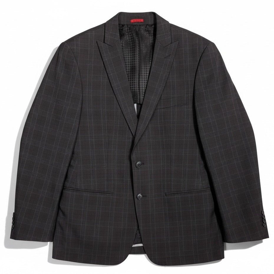 John Varvatos USA Men's 40R Dark Gray Blue Plaid Blazer Sport Coat Jacket