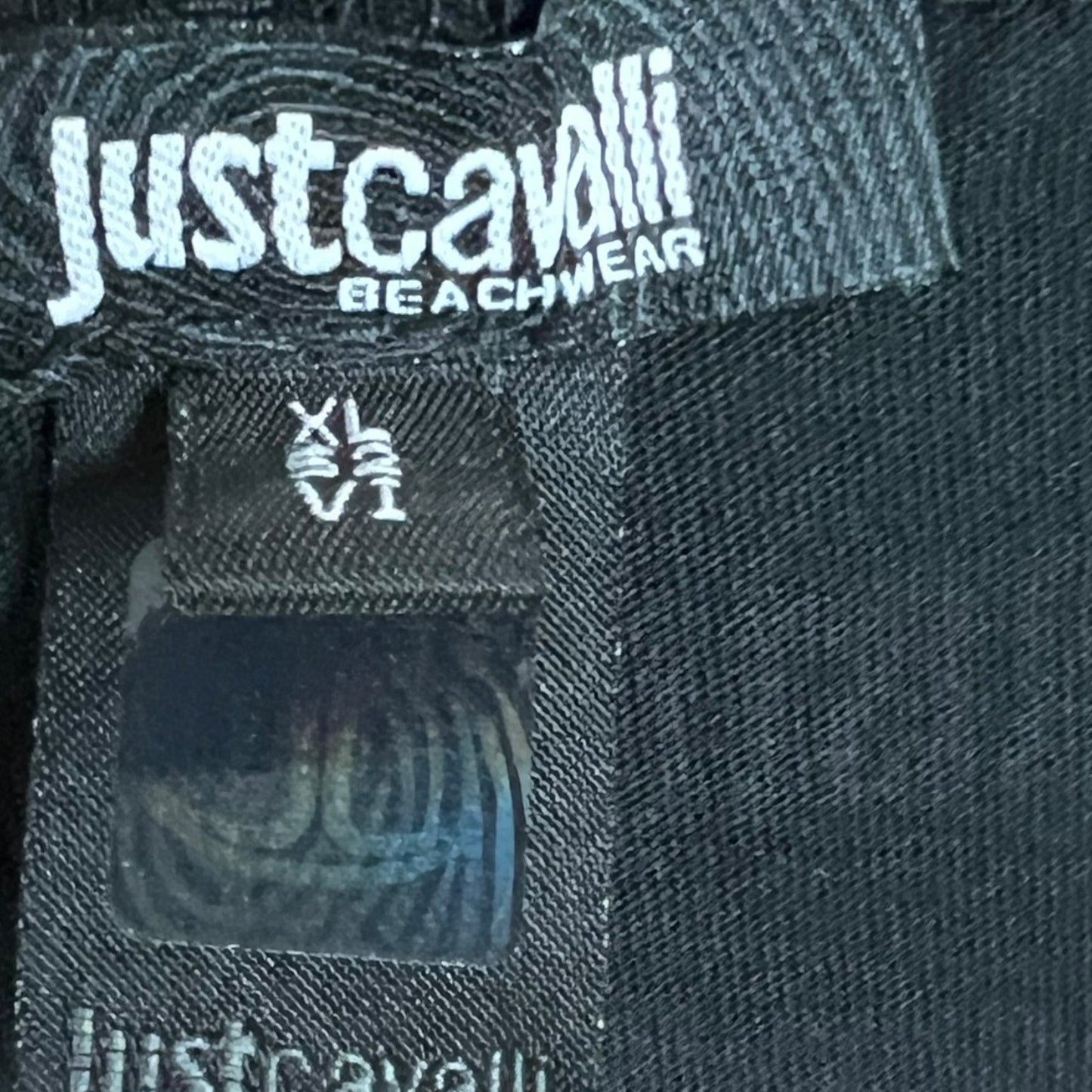 ust Cavalli Beachwear Men's XL Logo T-Shirt Palm Trees Black Vacation Summer