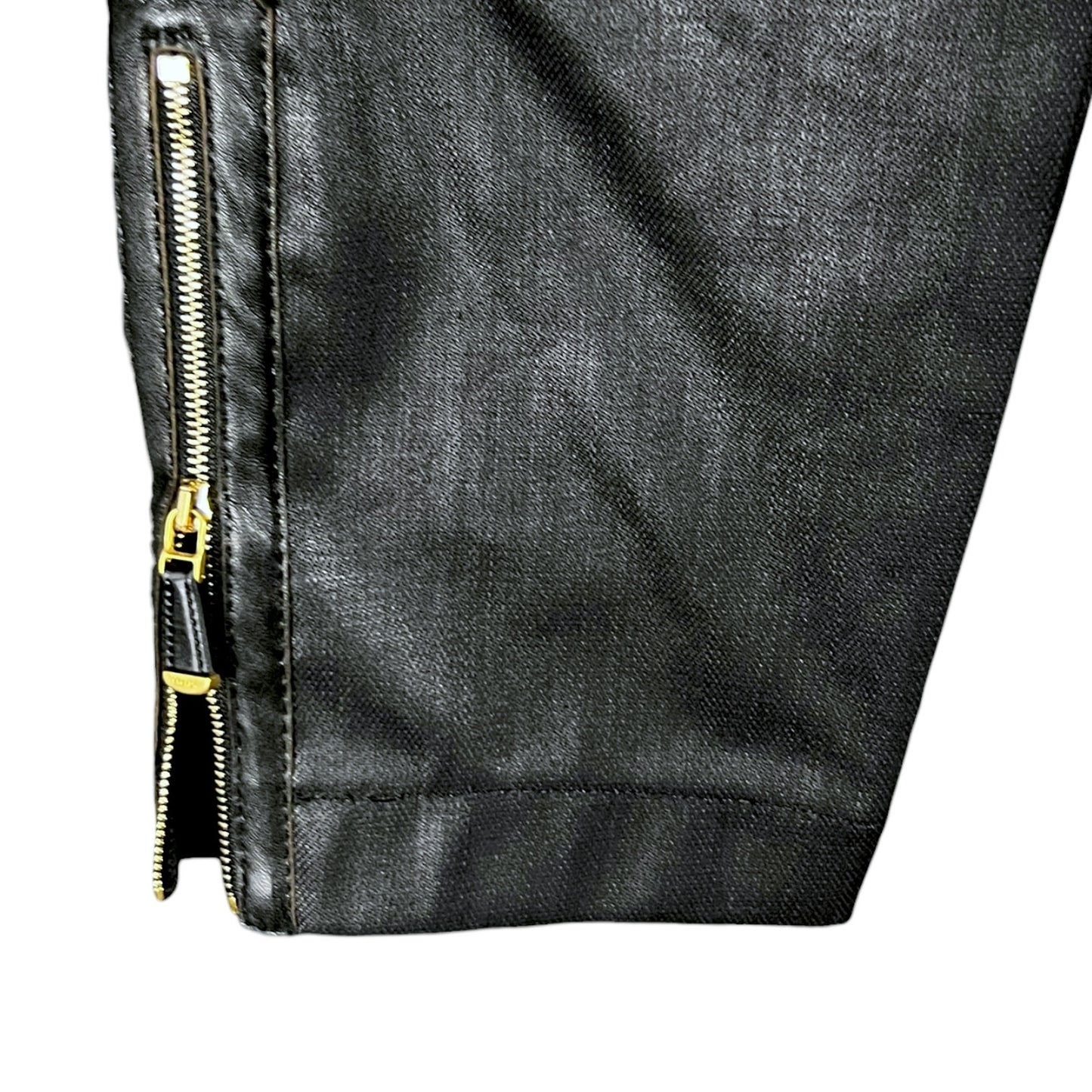 Escada Coated Black Jeans with Grommet Pockets & Zipper Ankles Vintage Y2K