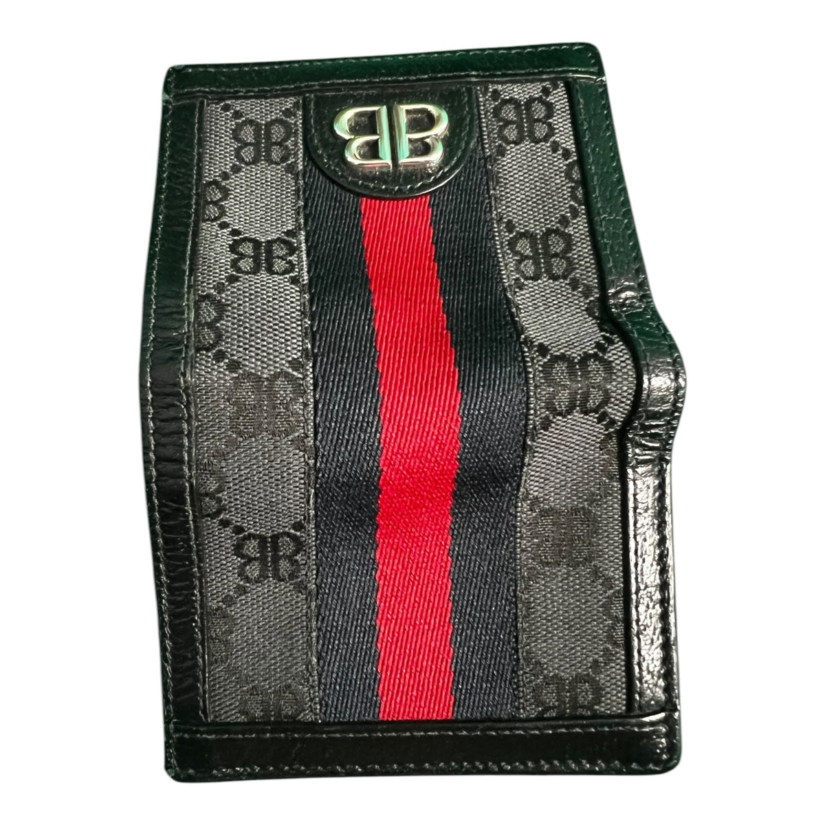 Balenciaga x Gucci Hacker Project BB Canvas Monogram Ophidia Web Black Wallet