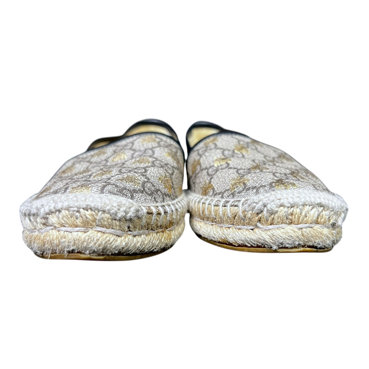 Gucci Supreme Monogram Gold Bees Print Flats Espadrilles EU 37 US W6.5 Luxury