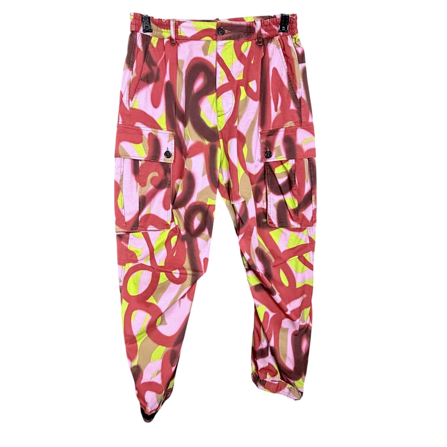 Dsquared2 Graffiti Print Men's Size 48 Pink Red Cargo Pants Joggers $916 Retail