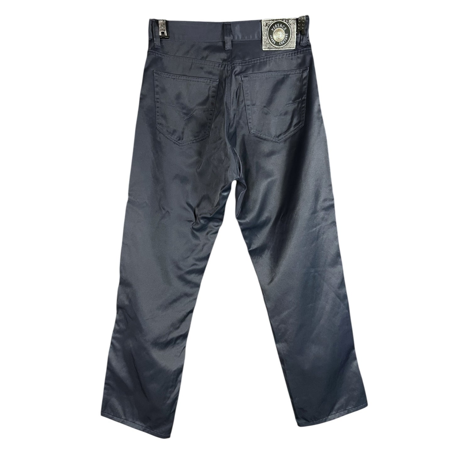 Versace Jeans Couture Navy Blue Coated Straight Leg Denim Jeans Vintage Y2K
