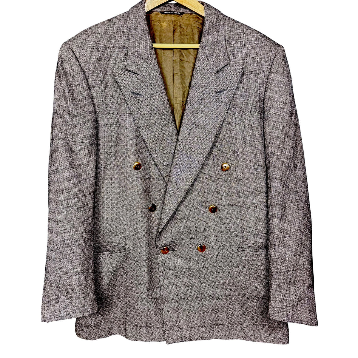 Vintage Canali Proposta Blazer Mens 46R Gray Wool Double Breasted Made in Italy