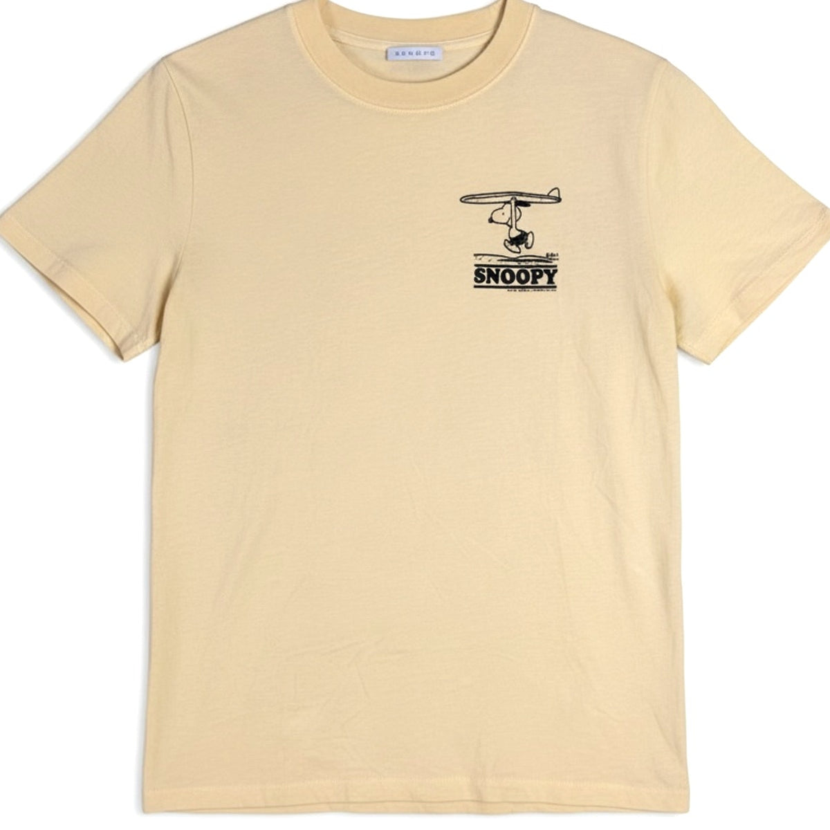 Sandro x Peanuts Snoopy Surf's Up! Men's XS Yellow T-Shirt Surfing Beach Luxury