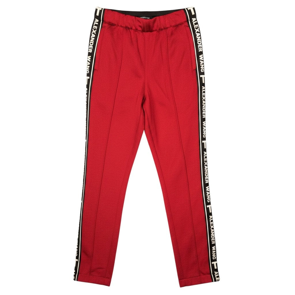 Alexander Wang Red Track Pants Side Tape Logo Joggers Women's XS Luxury NWT $395
