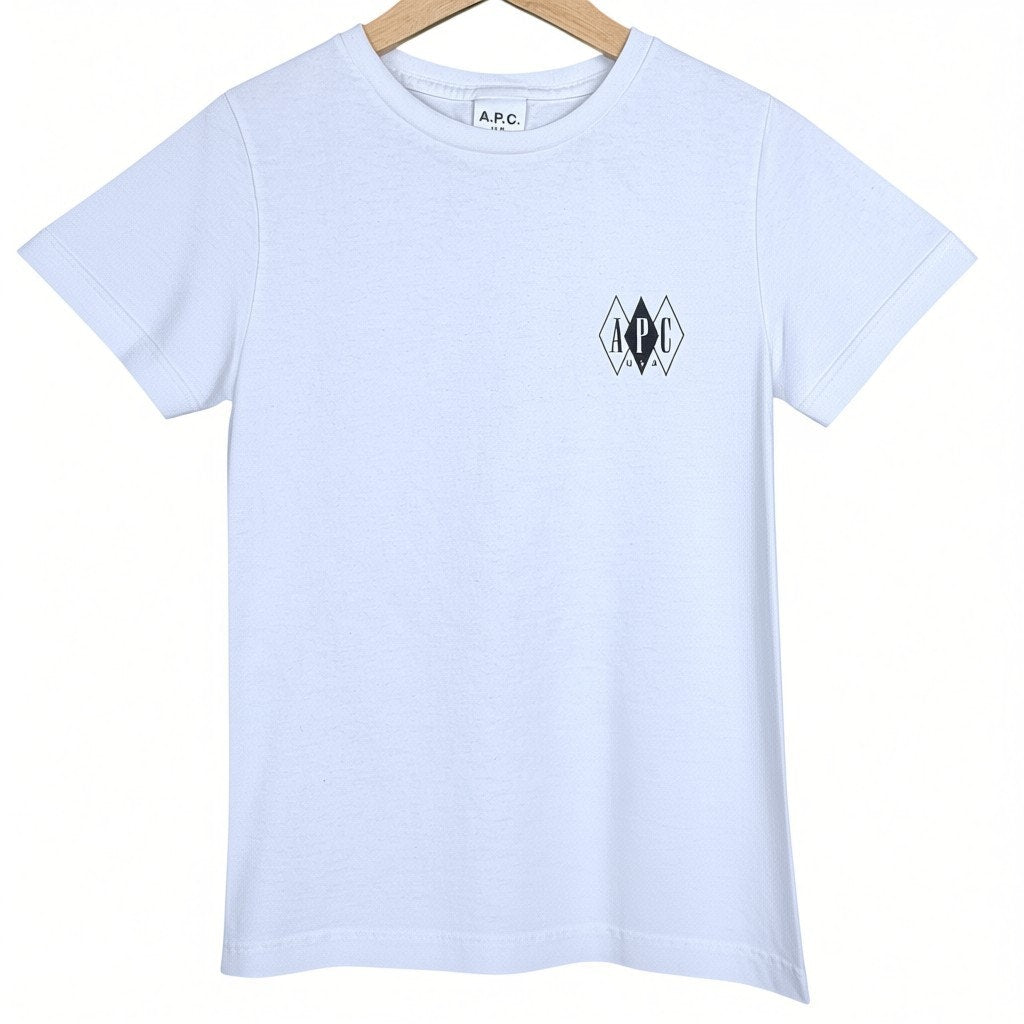 A.P.C. APC Abram Women's XS White 100% Cotton Logo T-Shirt Streetwear EUC