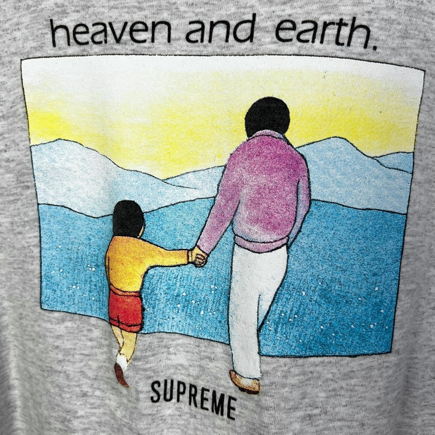 Supreme Heaven and Earth Men's Medium Heather Gray Graphic T-Shirt Streetwear