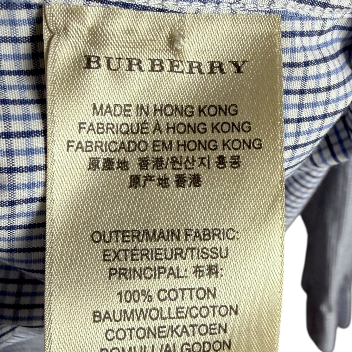 Burberry Brit Blue White Check Pocket Logo Men's Medium Button Down Dress Shirt