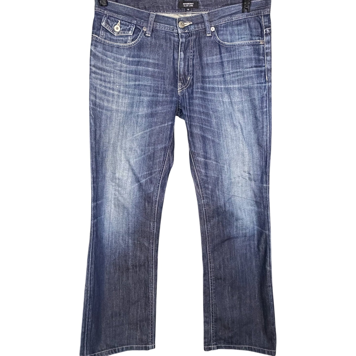 Vintage Burberry Black Label Japan Men's 32x28 Bootcut Flap Pocket Blue Jeans