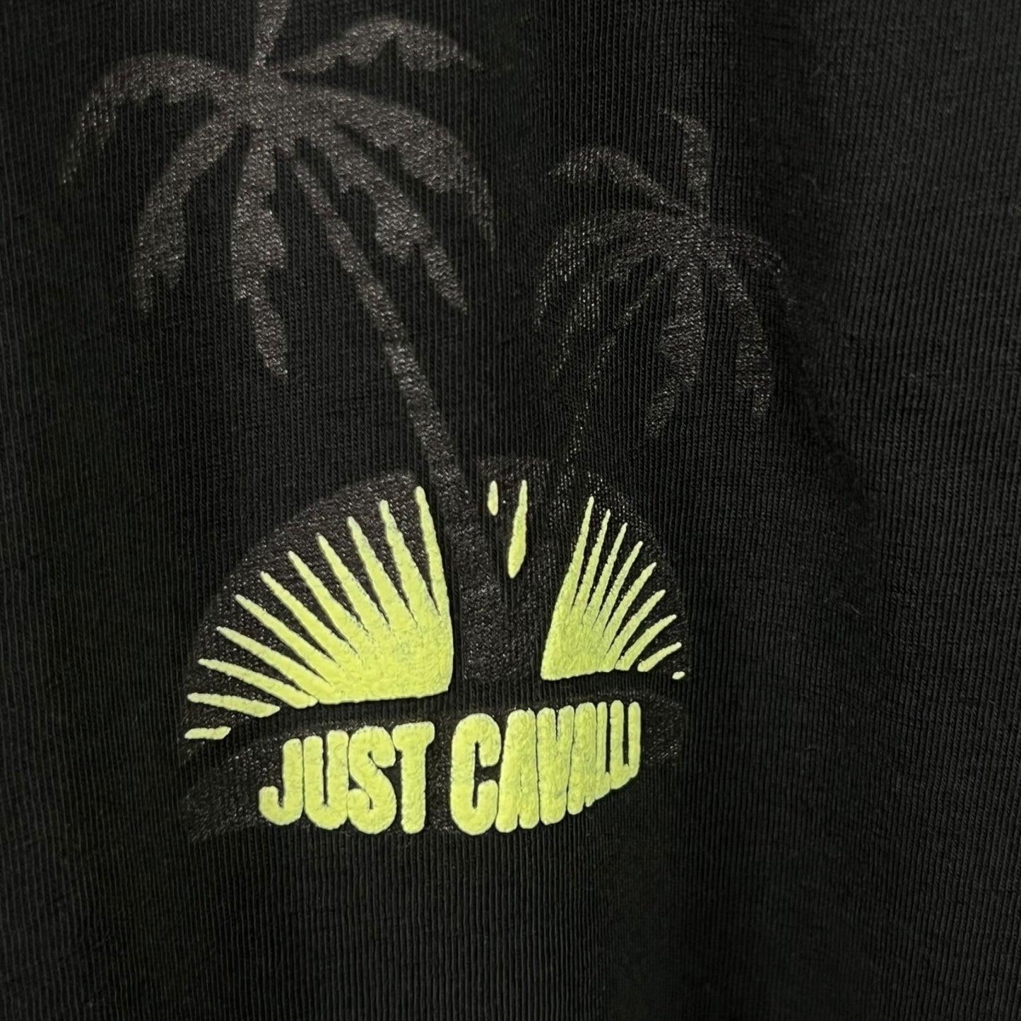 ust Cavalli Beachwear Men's XL Logo T-Shirt Palm Trees Black Vacation Summer