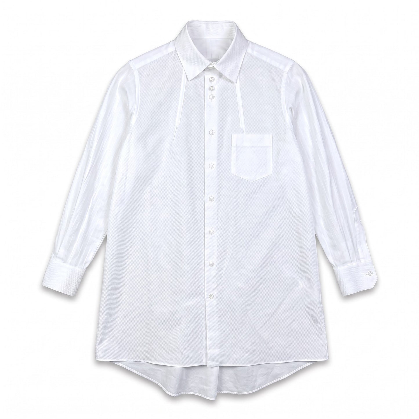 Shiro Sakai Collar Curved-Hem Women's Medium Cotton Button-Up White Shirt $770