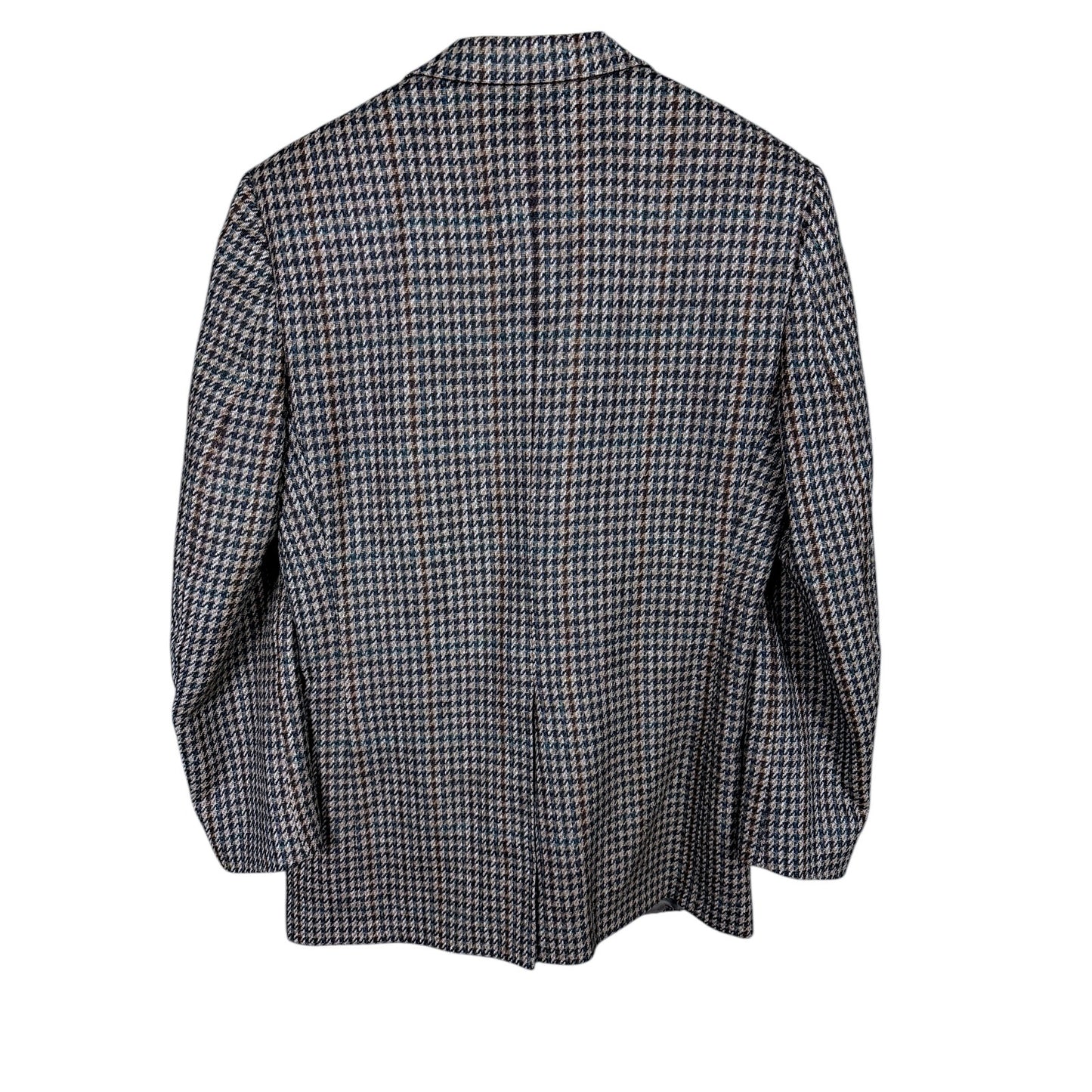 Vintage Men's Burberrys London 100% Tweed Wool Brown Houndstooth Blazer 42R