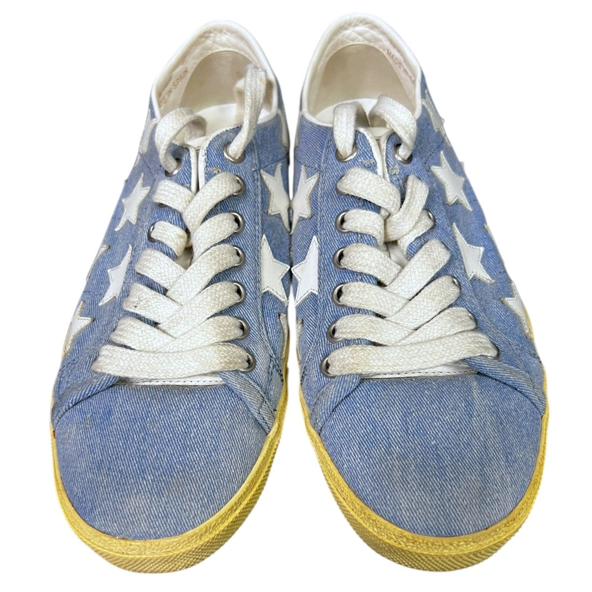 Saint Laurent Denim White Star Court Classic Sneakers $780 Retail EU 37 US 7 Lux