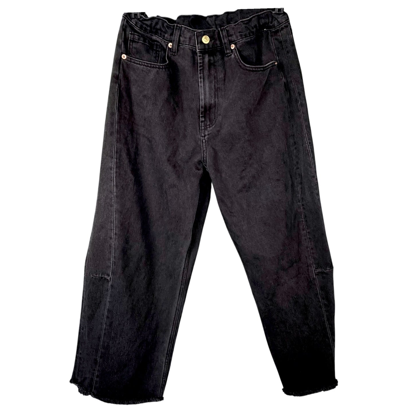 Roucha Dessau Washed Black Wide Leg Crop Denim BB Medium 6-8 Cropped Jeans Pants