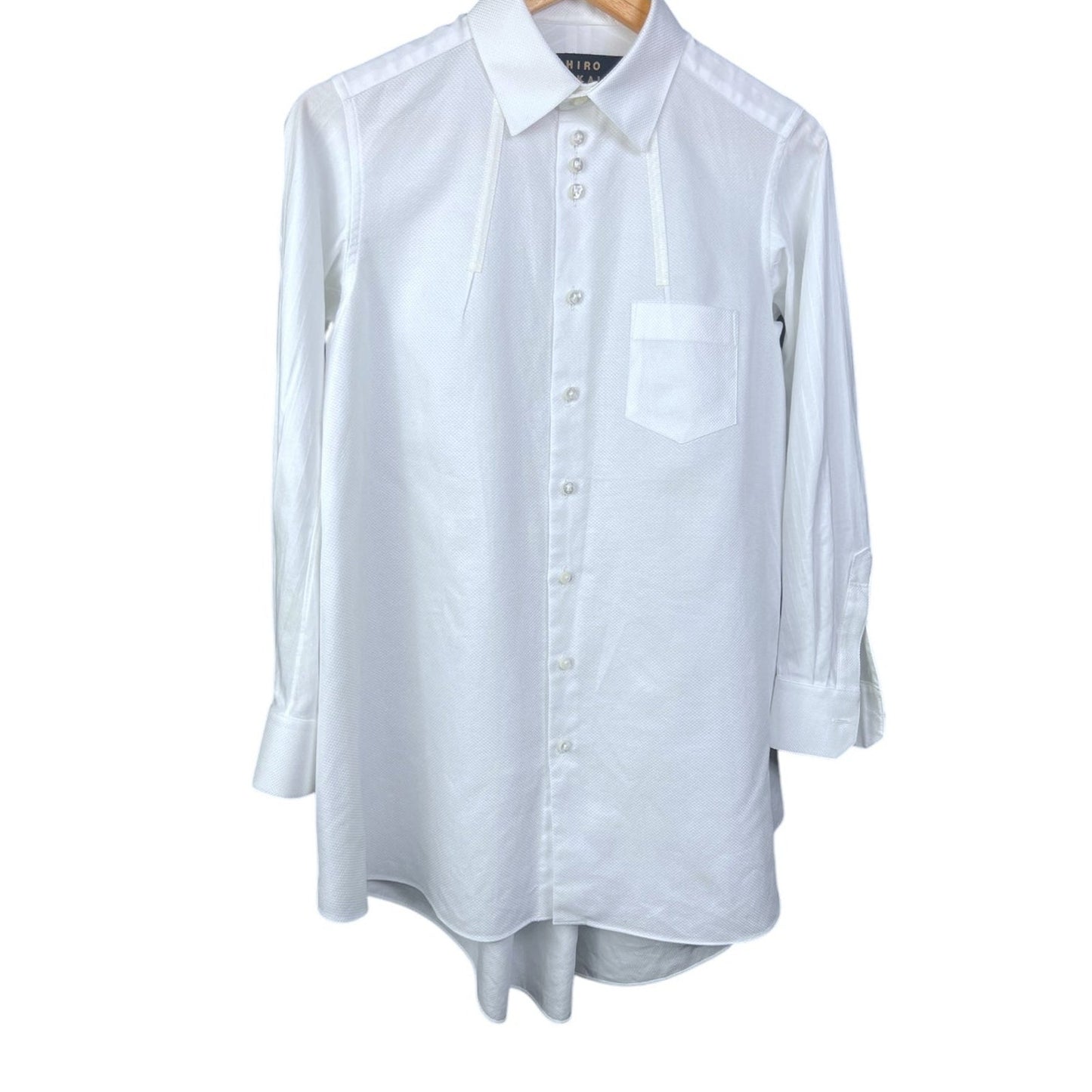 Shiro Sakai Collar Curved-Hem Women's Medium Cotton Button-Up White Shirt $770