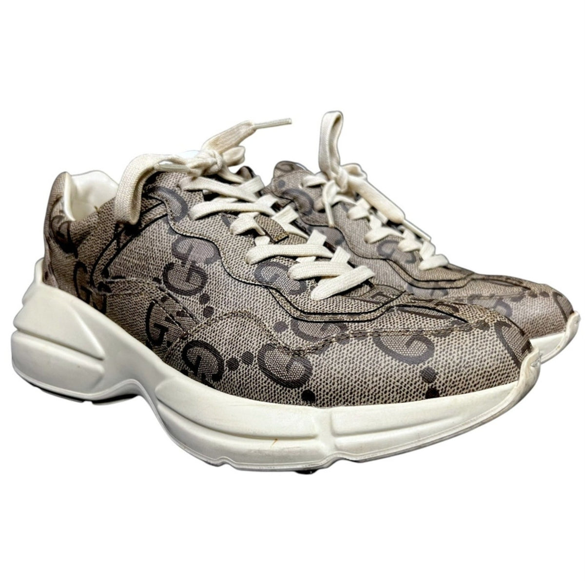 Gucci Jumbo GG Monogram Rhyton Men’s Sneakers US Size 8 Streetwear Luxury Box