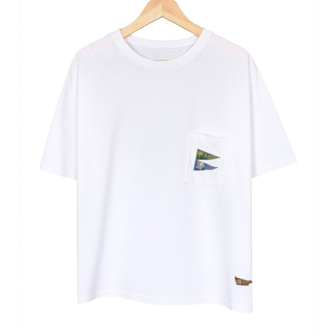 Kapital Pennant Flags Men's Medium White Boxy Pocket T-Shirt Japan Streetwear