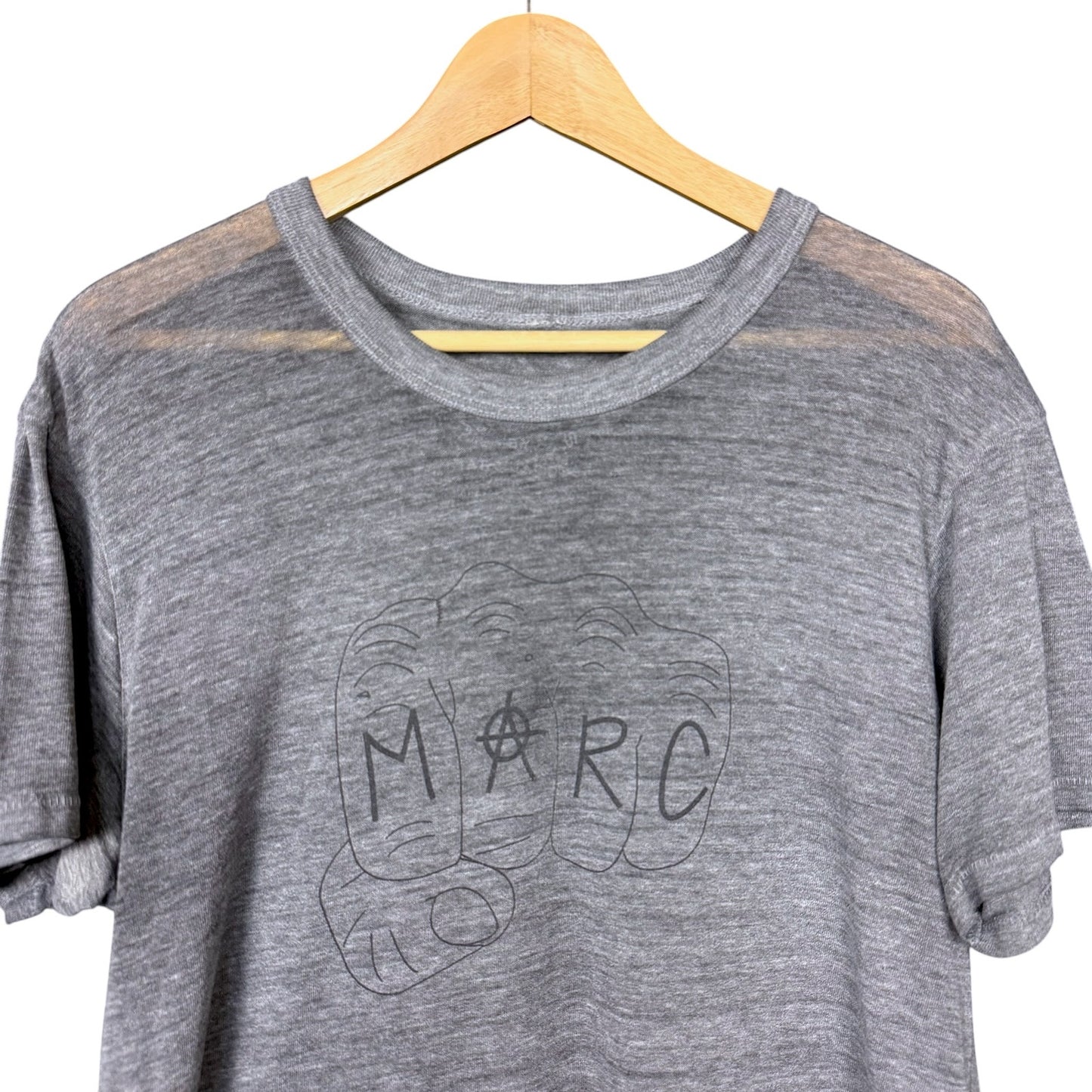 Marc by Marc Jacobs Anarchy Fist Men's Large Gray T-Shirt Cotton Stretch Luxury