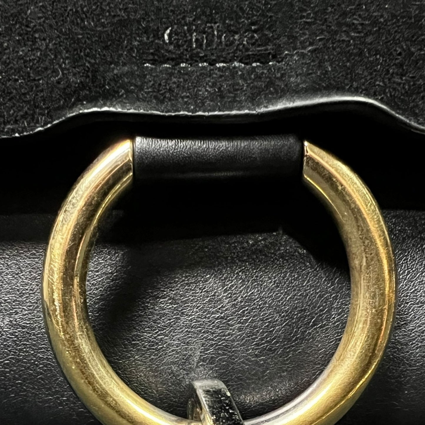 Chloe Faye Black Gold Shoulder Strap Small Handbag $1,350 Retail Suede Leather