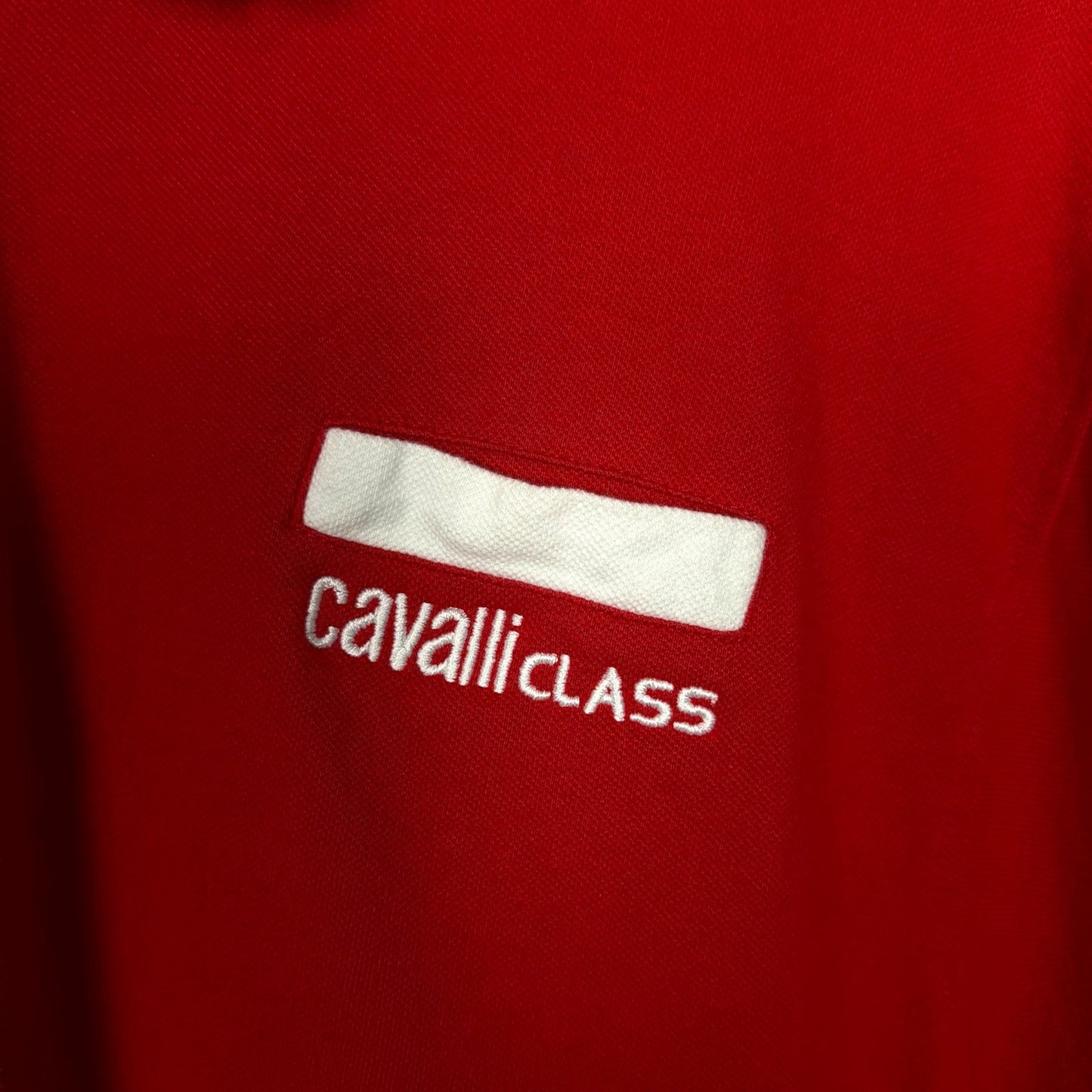 Cavalli Class Men's XL Red Embroidered Logo Polo Shirt Casual Preppy Luxury