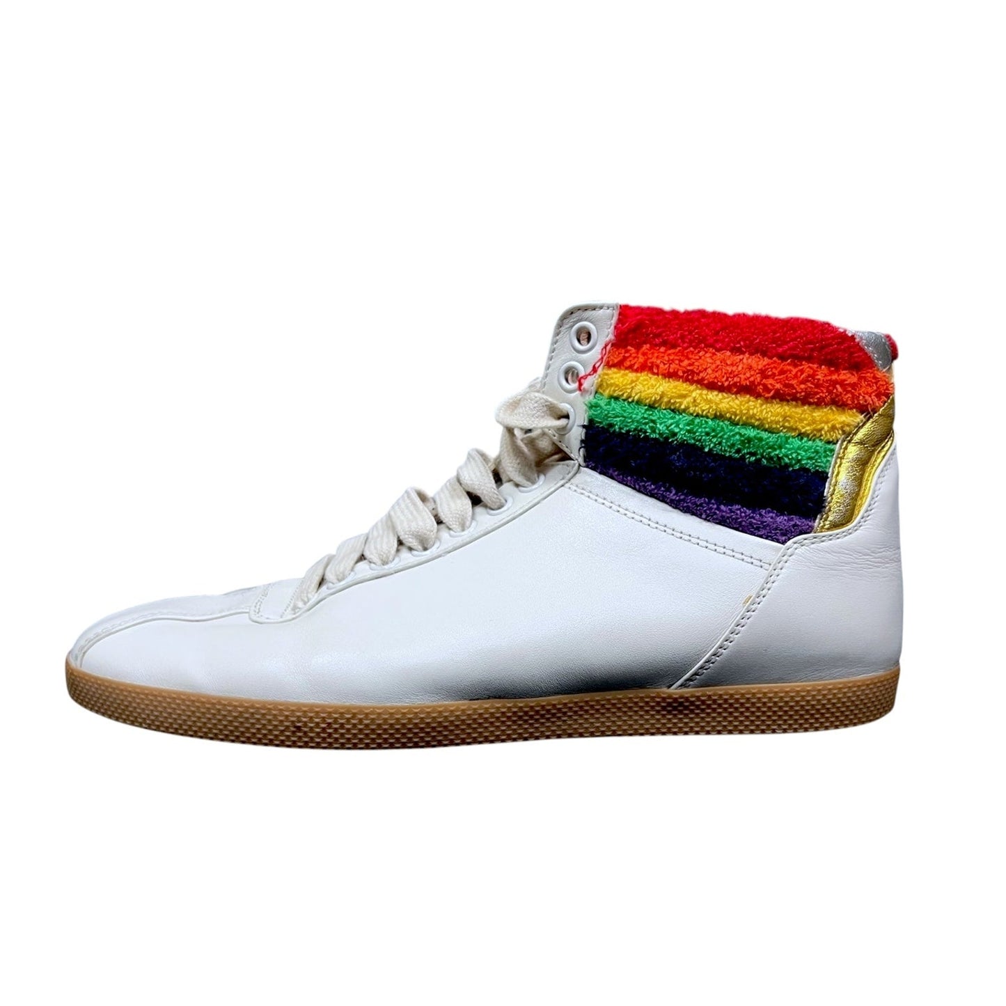 Gucci Rainbow Bambi Men's 4.5 Women's 6 High Top White Sneakers $900 Retail
