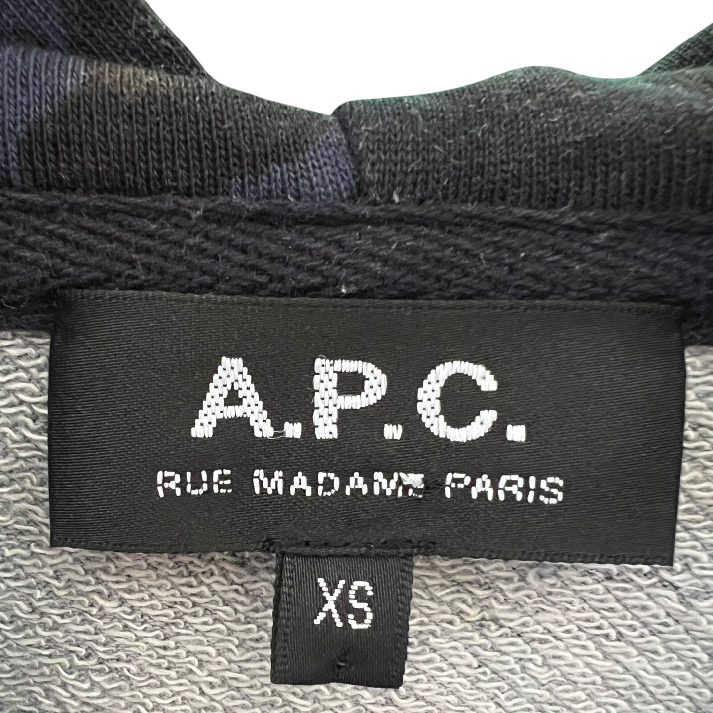 A.P.C. APC Men's XS Leopard Print Navy Blue Hoodie Sweatshirt $199 Retail Luxury