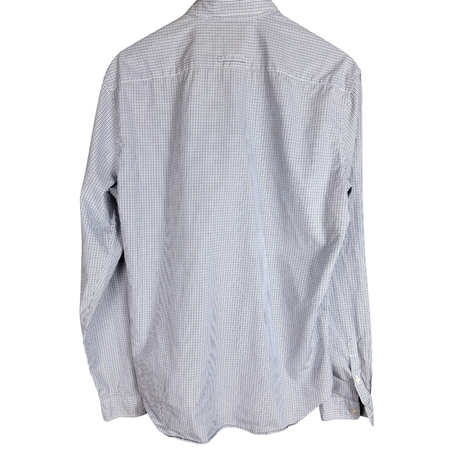 Burberry Brit Blue White Check Pocket Logo Men's Medium Button Down Dress Shirt