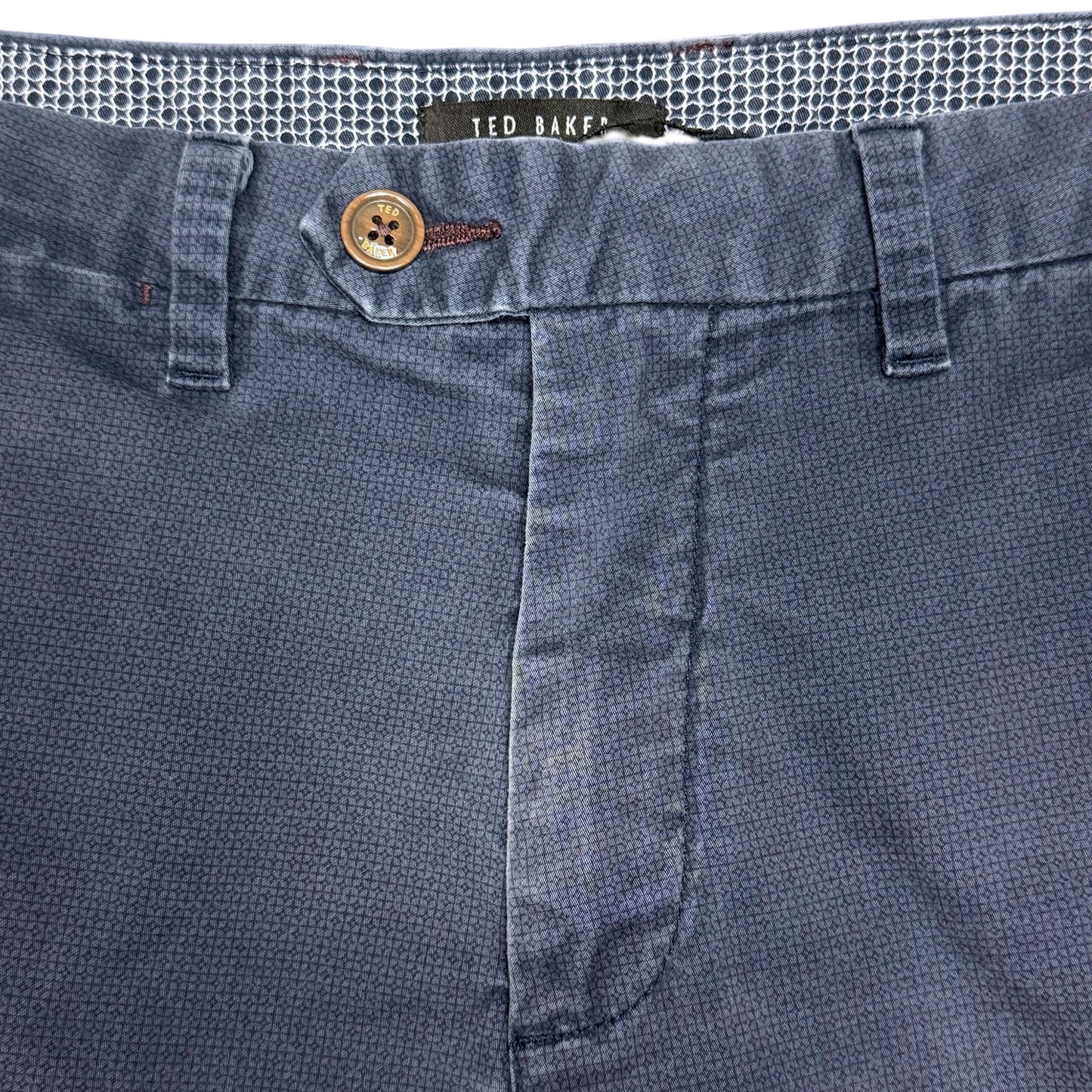 Ted Baker Distressed Blue Men's 30R Patterned Chino 10" Inseam Shorts Summer
