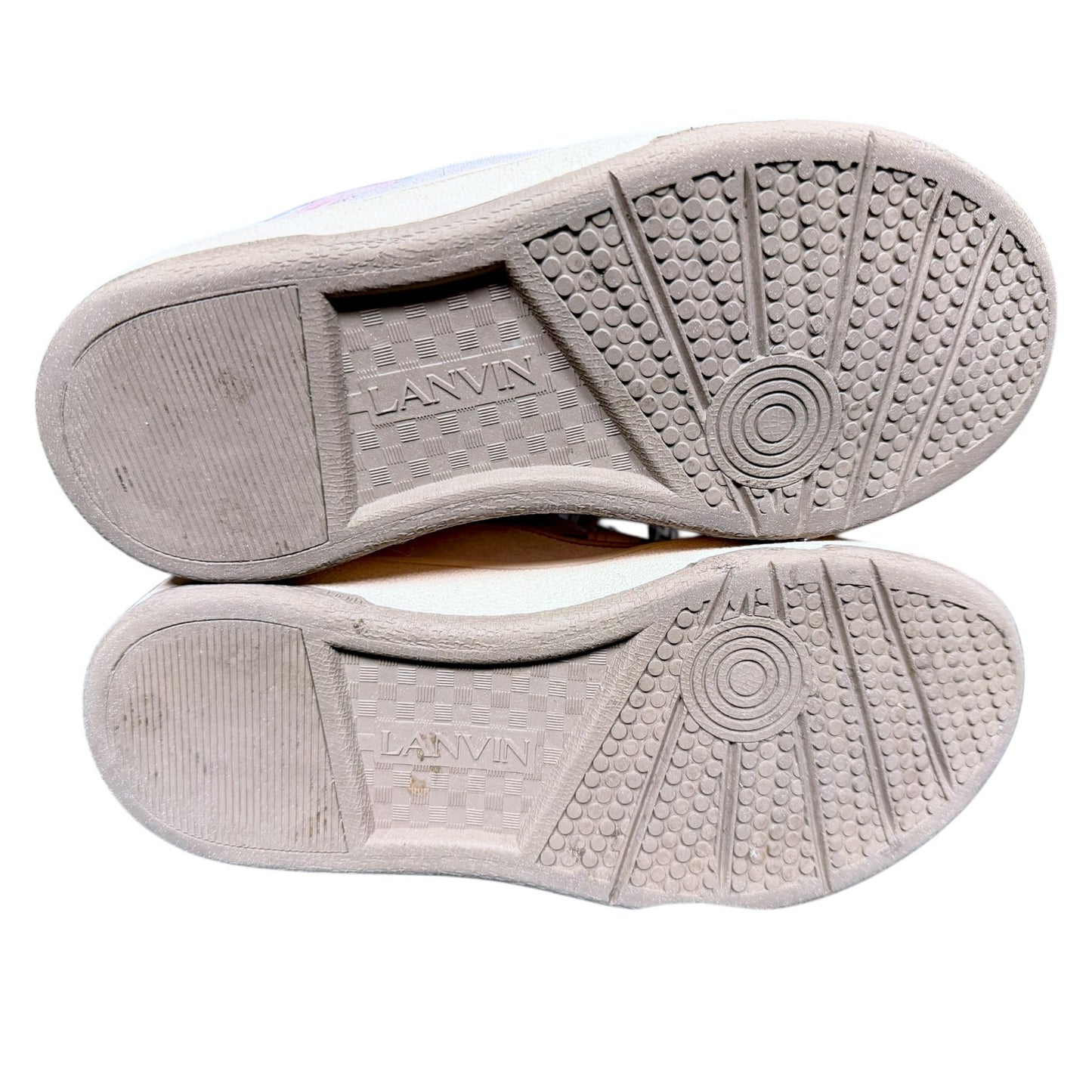 Lanvin Pink Leather & Suede Curb Sneakers Zebra Laces $990 Retail