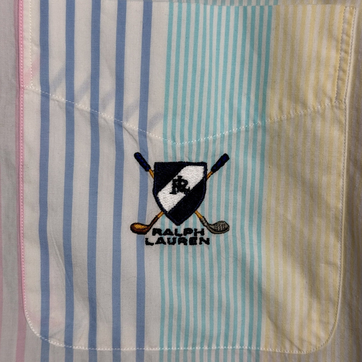 Vintage Polo Ralph Lauren Pastel Striped Men's XL L/S Golf Emblem Tilden Shirt