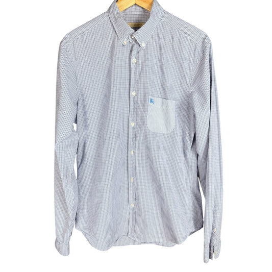 Burberry Brit Blue & White Check Pocket Logo Button-Down Shirt