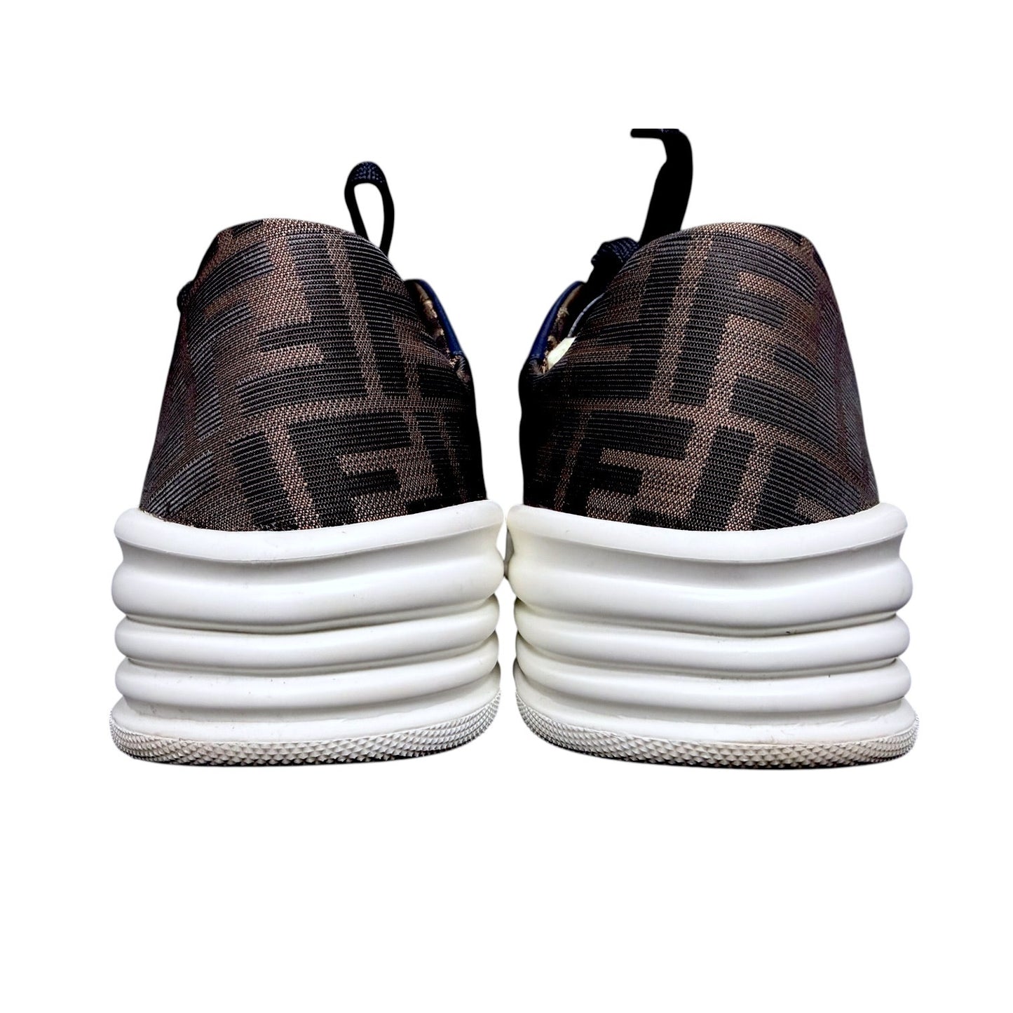 Fendi FF Navy Blue Monogram Logo Motif Low Top Leather Sneakers - $890 Retail