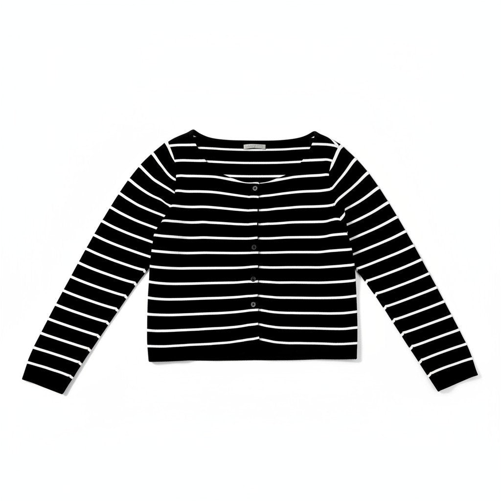 Theory Luxe Black White Striped Cardigan Women's 8 Japan Import $300 Retail