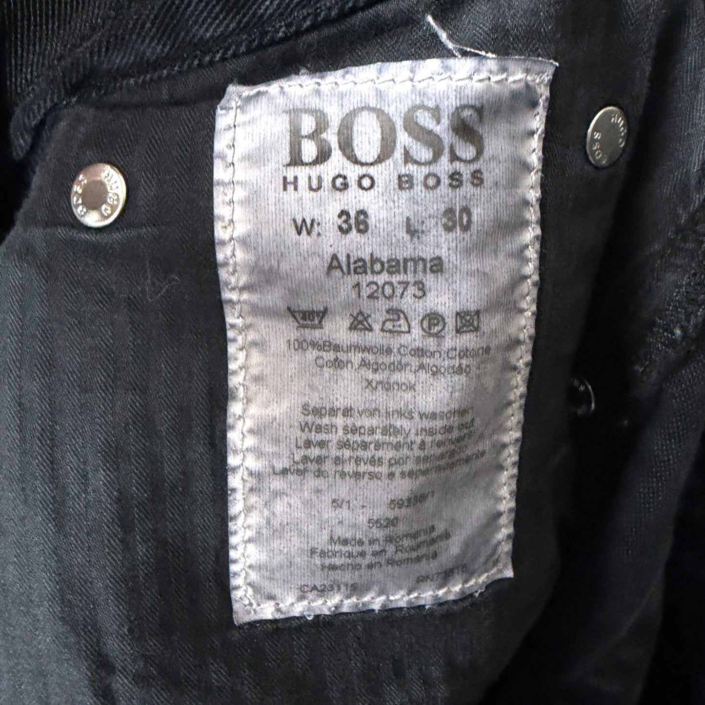 Hugo Boss Jeans Men's 36x30 Black Midnight Blue Hue Denim Alabama Zip Fly Jeans