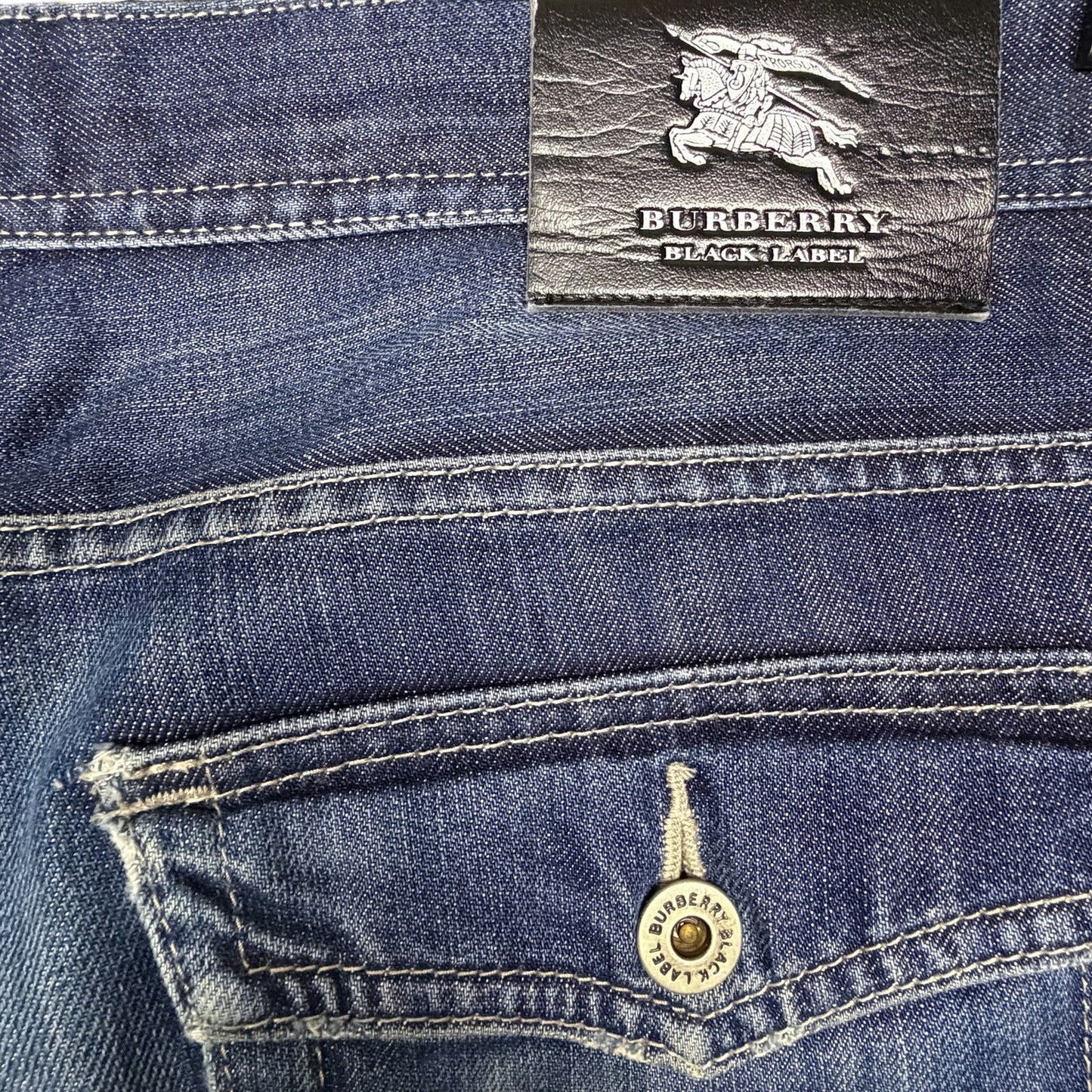 Vintage Burberry Black Label Japan Men's 32x28 Bootcut Flap Pocket Blue Jeans