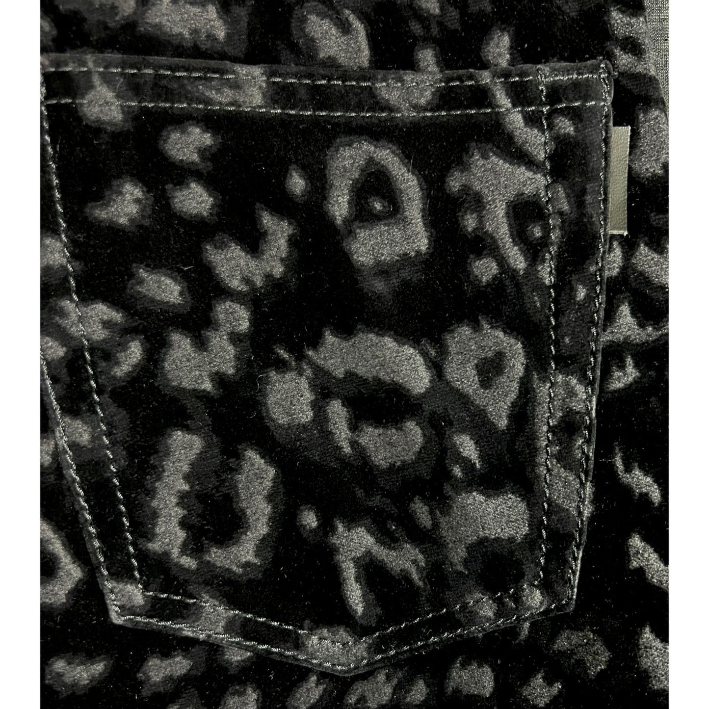 Saint Laurent Flocked Velvet Leopard Print Slim Black Jeans - Size 25 - $575 Retail