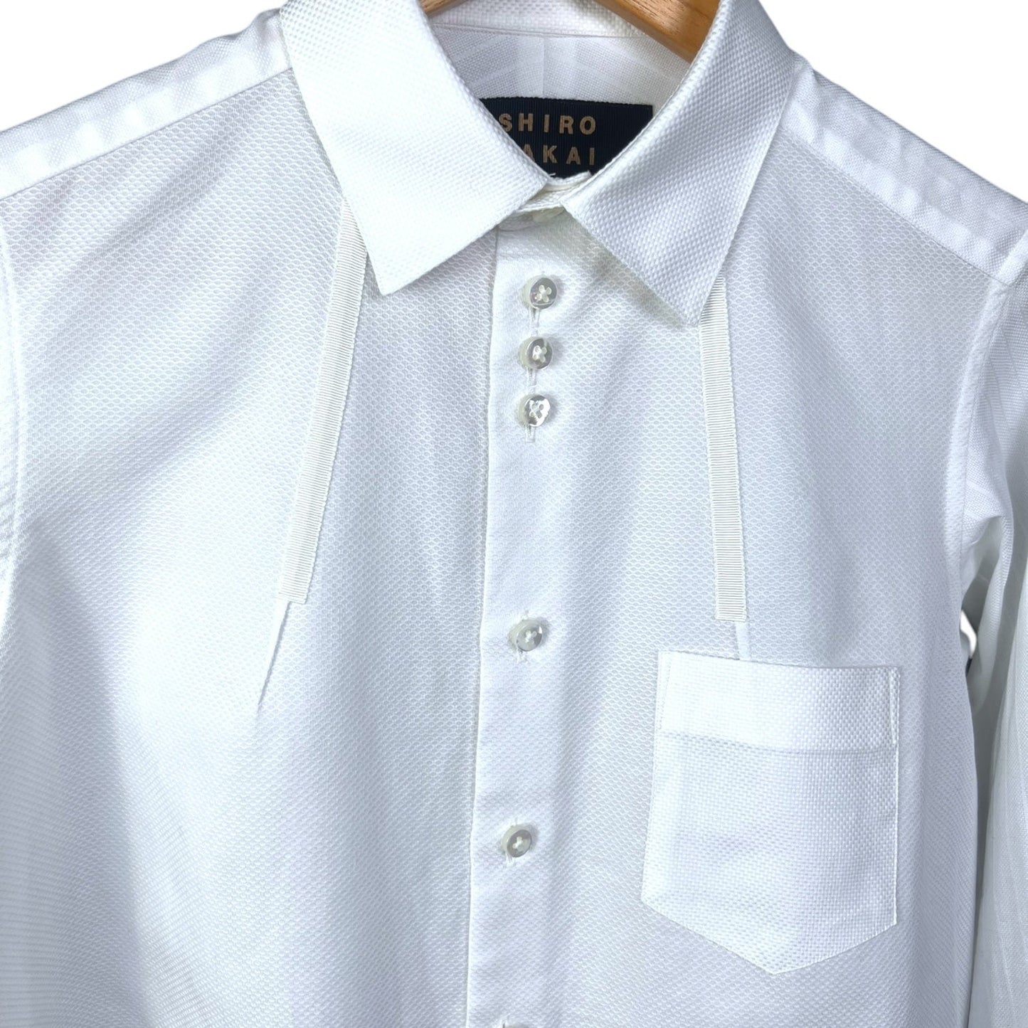 Shiro Sakai Collar Curved-Hem Women's Medium Cotton Button-Up White Shirt $770