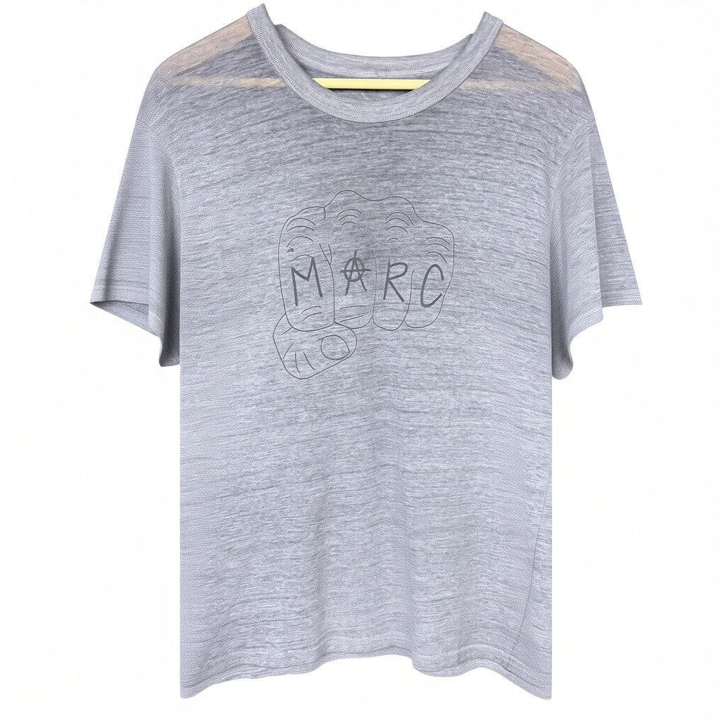 Marc by Marc Jacobs Anarchy Fist Men's Large Gray T-Shirt Cotton Stretch Luxury