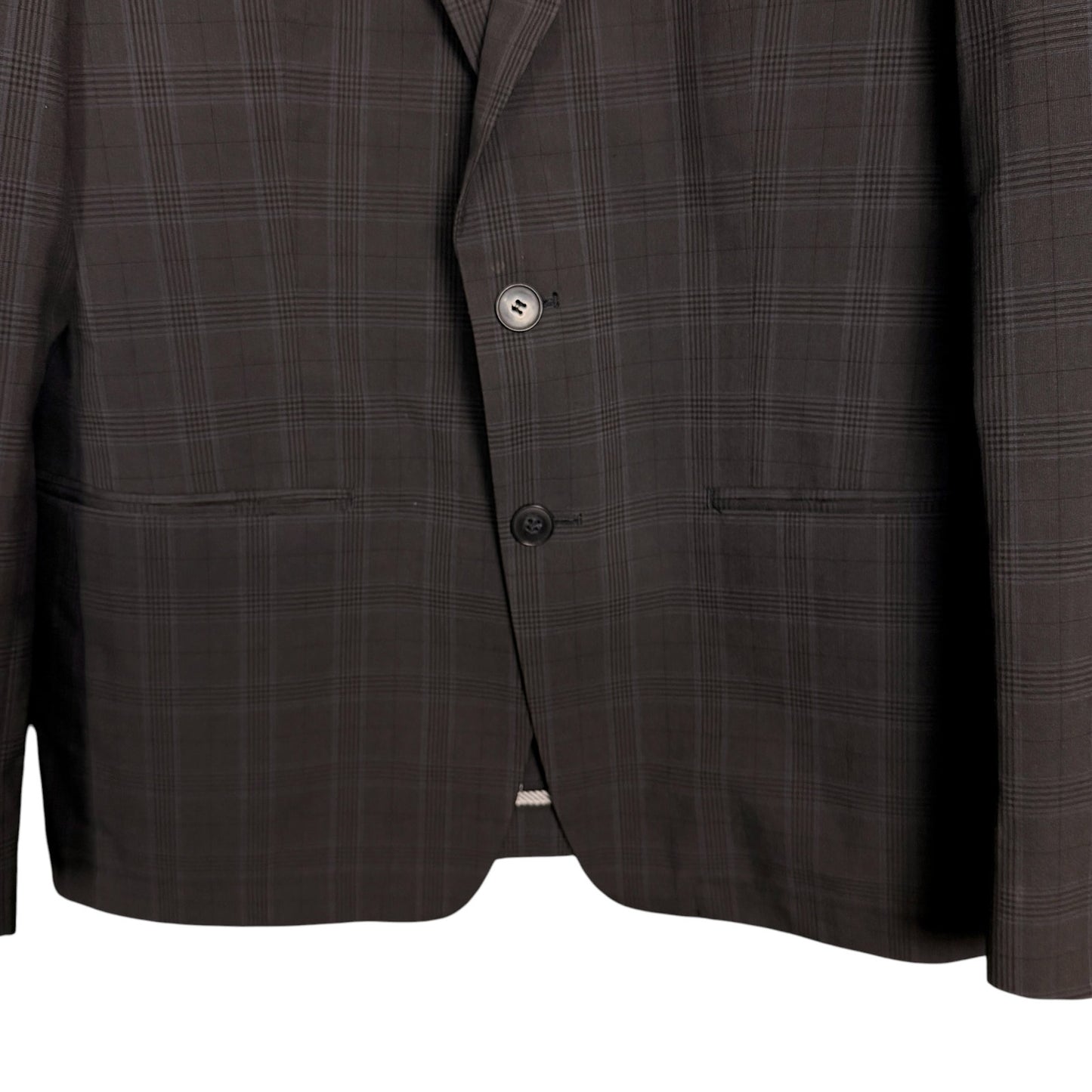 John Varvatos USA Men's 40R Dark Gray Blue Plaid Blazer Sport Coat Jacket