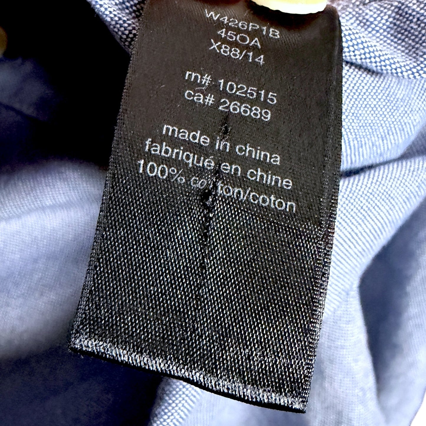 John Varvatos USA Light Blue Chambray Peace Logo Men's M Button Down Shirt